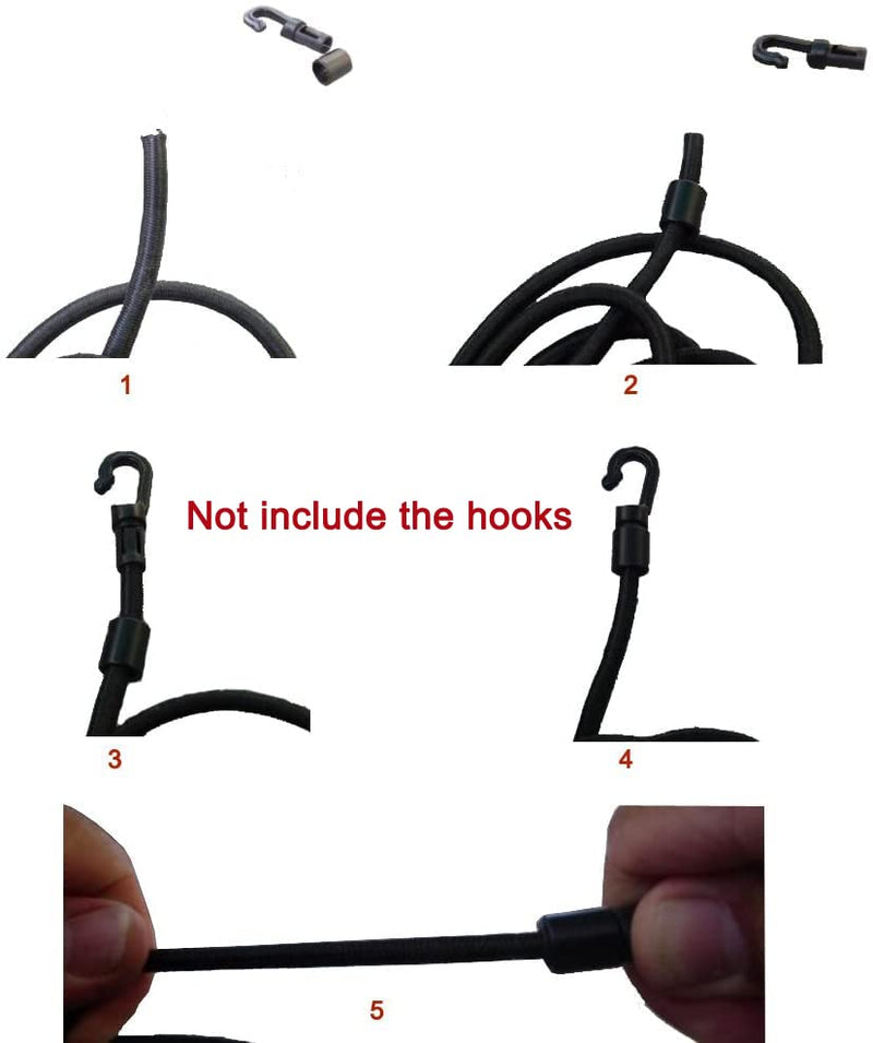 1/8" x 25' Bungee Shock Cord - Elastic Nylon Cords Kayak Stretch String Rope & Tie Down Trailer Strap, Marine Grade 1/8" x 25' Black