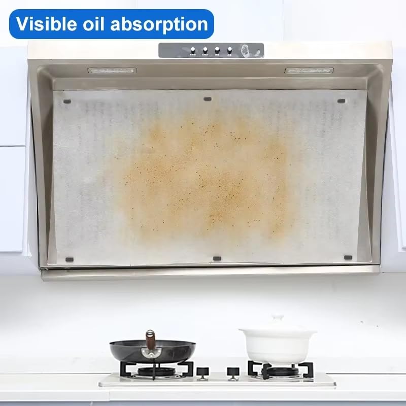 Kitchen range hood filter, High temperature resistance range hood oil suction paper, 45 x 60cm Thickened range hood filter membrane，equipped with magnets and Velcro (6 sheets) 6
