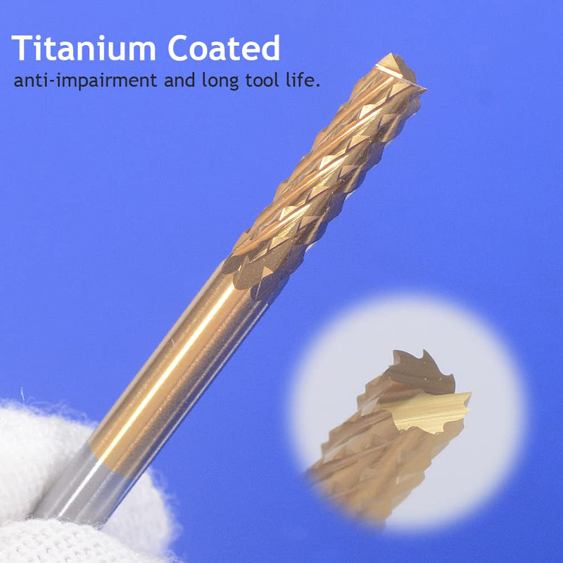 HOZLY 10PCS 1/8'' Shank 0.5mm End Mill CNC Bit Set, Carbide Engraving Bits Carving Bits CNC End Mill Router Bits 1/8 for PCB Wood, Titanium Coat PCB Milling Cutter Bits Drill Bit
