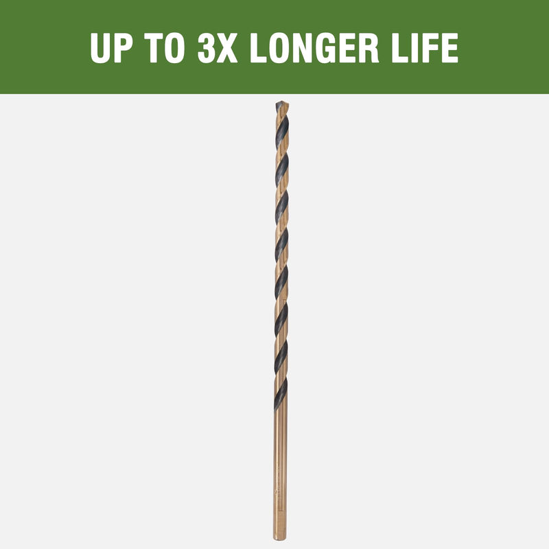 1/2 x 12 Inch Long Drill Bit (2 Pack) M2 High Speed Steel Drilling for Wood and Metal, with 8-1/2 Inch Flute 1/2 in