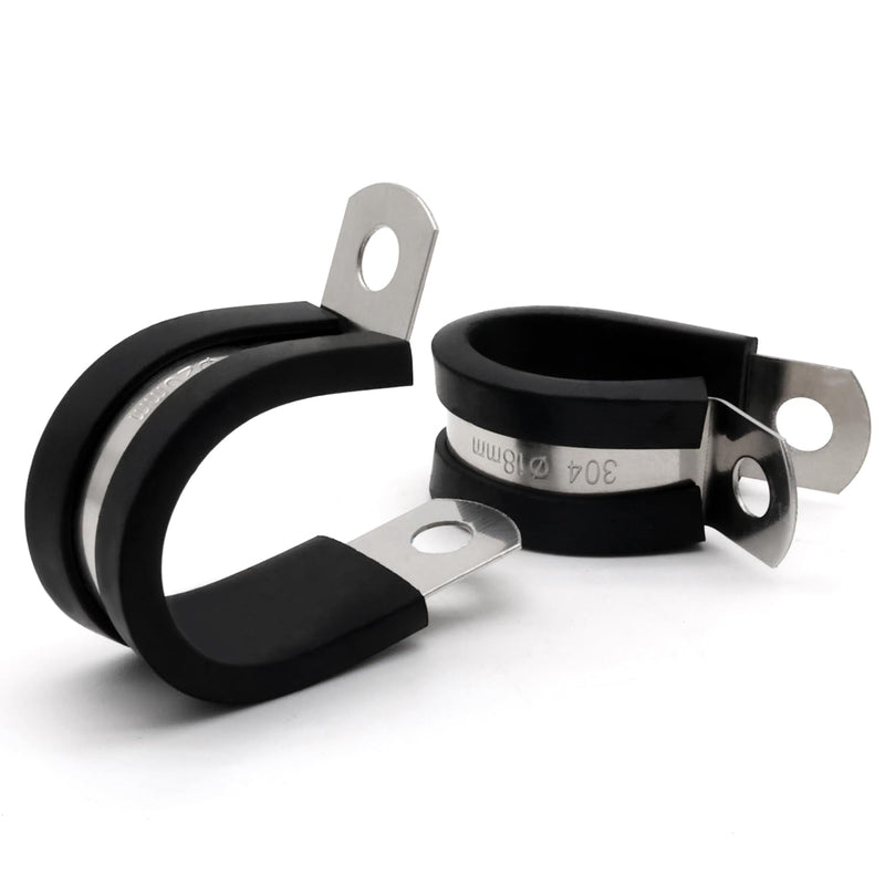 1/2 Inch Cable Clamp, 25 Pack Stainless Steel Wire Clamp, Rubber Metal Hose Clamps for Wire Line Clips, Pipe, Hose Bracket, Tube Holder (14mm) 14mm (1/2 Inch)