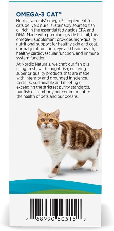 Nordic Naturals Omega-3 Cat, Unflavored - 2 oz - 304 mg Omega-3 Per One mL - Fish Oil for Cats with EPA & DHA - Promotes Heart, Skin, Coat, Joint, & Immune Health - Non-GMO