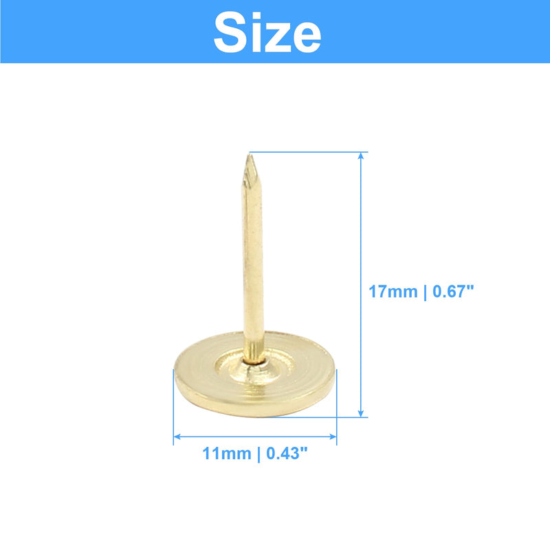 100 PCS 11mm x 17mm Gold Flat Head Thumb Tacks, Upholstery Tacks Pushpin for Furniture Decor
