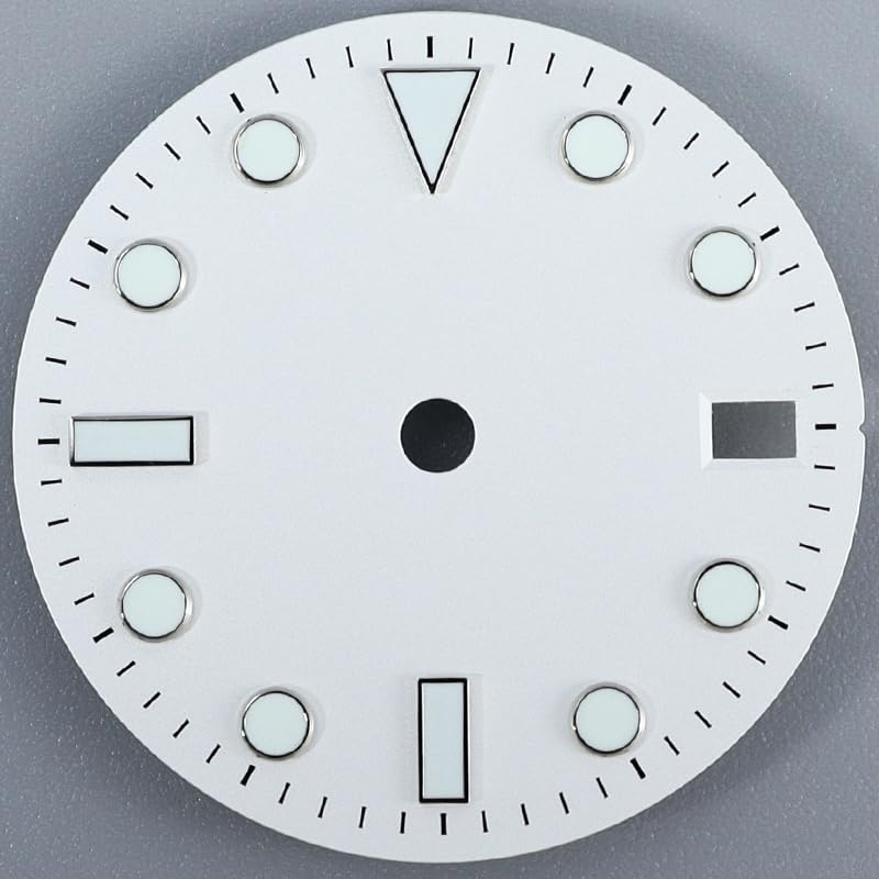 28.5mm Black Sunburst Brushed Dive Watch Dial Luminous Markers for NH35/NH36 Movement Watch Mod Replacement Component White 1