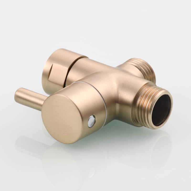 Tecmolog Brass Shower Diverter G1/2" 2-Way Shower Arm Diverter for Hand Held Showerhead and Fixed Spray Head, Brushed Gold, DSF007J2