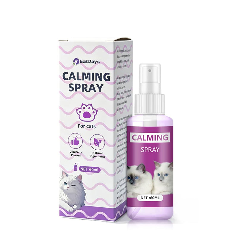 Cat Calming Spray with 10% Pheromones & Lavender - 15-Minute Fast Acting Formula to Stop Scratching, Spraying & Anxiety from Thunder, Travel, Vet Visits for Indoor Cats (3.4oz) (new packaging) new packaging