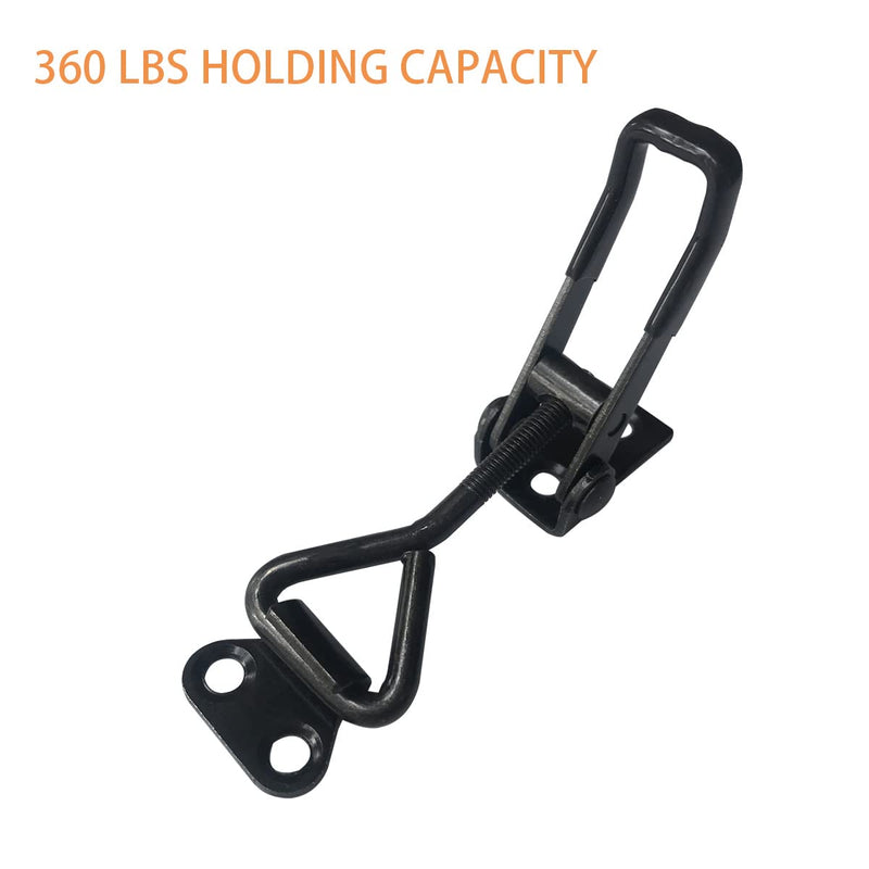 Black Toggle Latch Clamp, Heavy Duty Adjustable Toggle Clamp for Smoker Door Latch, Metal Pull Latch for Box, Gate, Cabinet, Case (B4001-6PCS) B4001-6PCS