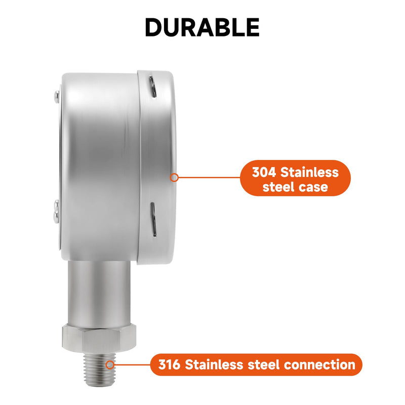 3-1/8" Dial Size, Digital Pressure Gauge, 0-100psi/bar/Mpa/Kpa, 1/4" NPT Lower Mount, 0.25% Accuracy 3-1/8",0-100PSI