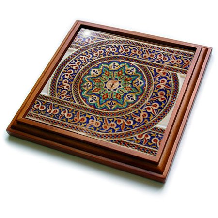 3dRose Photo of Mosaic Wall Decor, Marrakesh, Morocco, Photo by Rhonda Albom Trivet with Ceramic Tile, 8 by 8", Brown