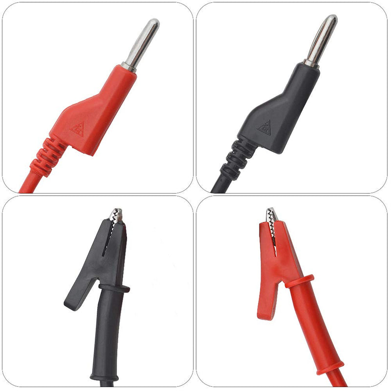 WMYCONGCONG 6 PCS Multimeter Banana Plug to Crocodile Alligator Clip Test Probe Lead Wire Cable 15A with Insulators Clips 3.3ft for Multimeter Electrical Testing