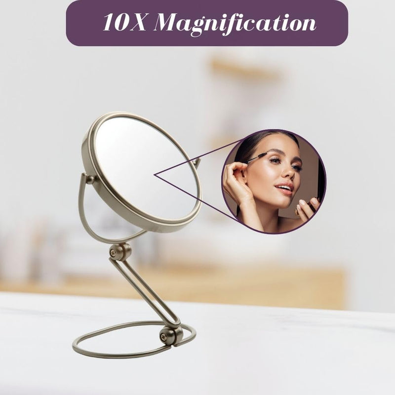 JERDON Compact Magnifying Mirror - Folding 5.5" Travel Mirror with 10X & 1X Magnification - Model MC450N 1"L x 5.8"W