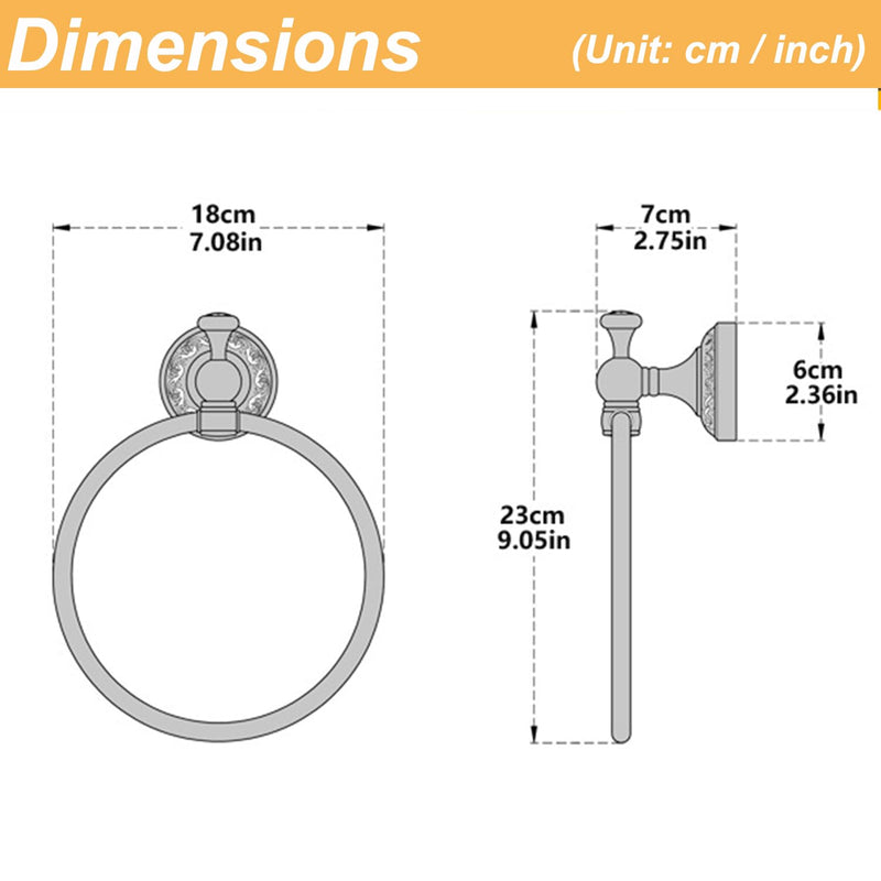 Flybath Round Towel Ring Antique Brass Exquisite Pattern Carving Hanger Hand Towel Holder for Bathroom Kitchen Accessories Wall Mounted, Brushed Bronze