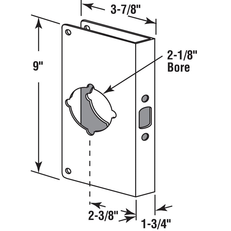 Prime-Line U 9548 Brass Lock and Door Reinforcement Plate for 1-3/4 In. Thick Doors, Brass Finish (Single Pack)
