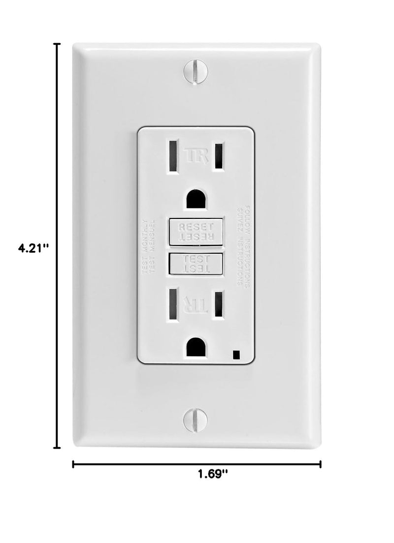 Leviton GFTR1-3W Smartest Self-Test SmartlockPro Slim GFCI Tamper-Resistant Receptacle with LED Indicator (3 Pack), White