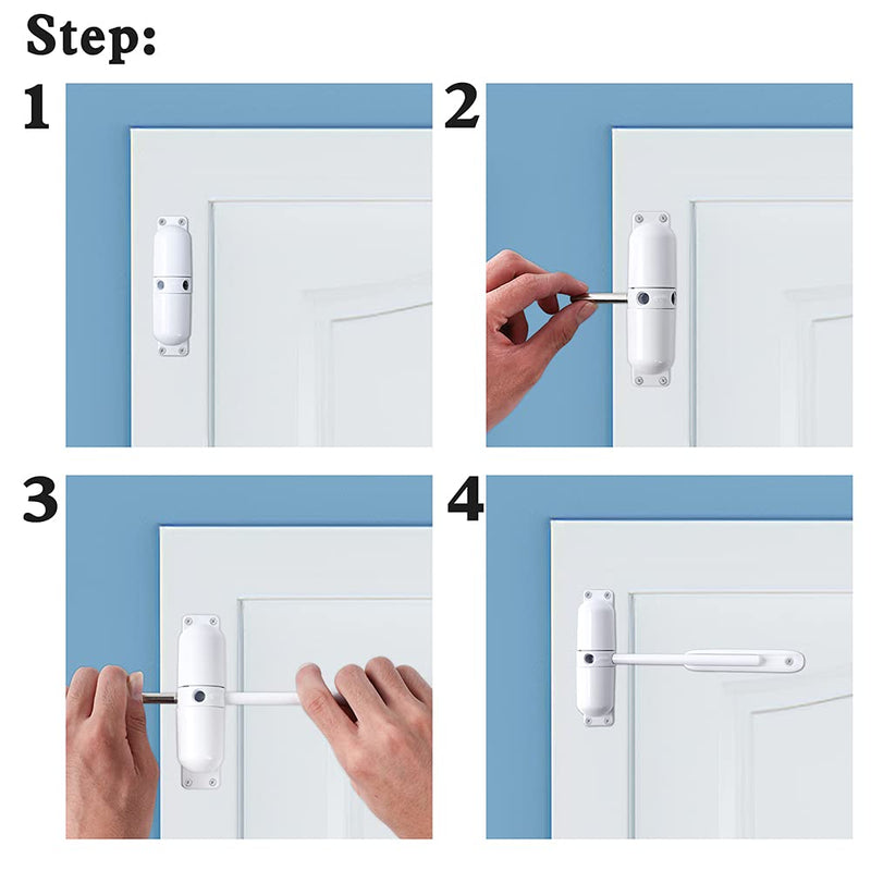 Automatic Door Closer, Safety Spring Door Closers - Easy to Install to Convert Hinged Doors to Self-Closing – Diecast Construction-White White