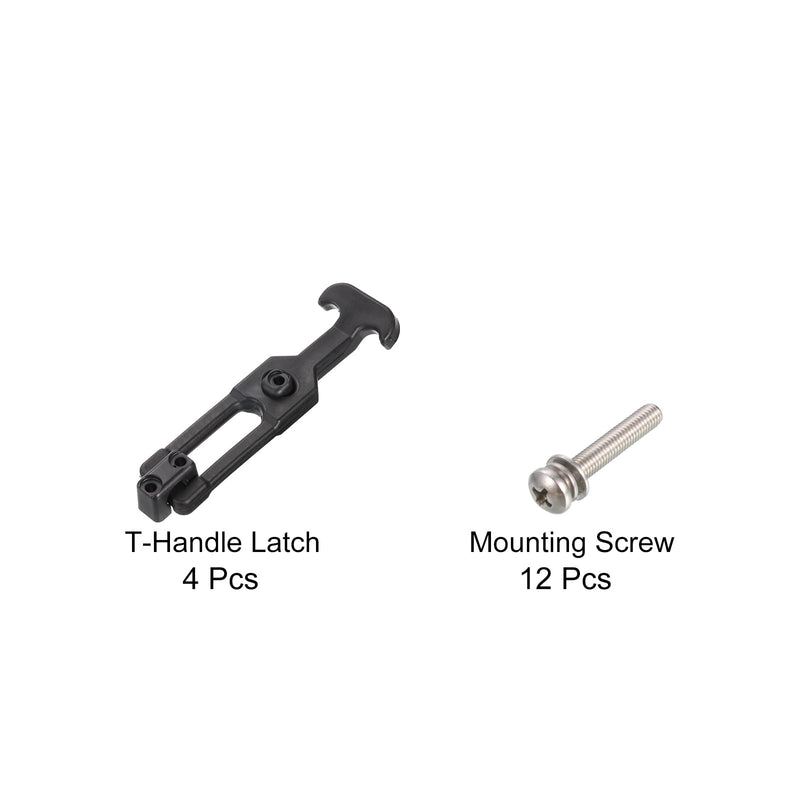uxcell 4 Set Rubber Flexible T-Handle Draw Latches 6.3 Inch Latch Hasp for Tool Box, Cooler, Golf Cart, Engineering Machine Hood, Black