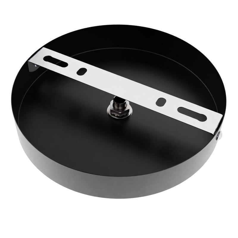Arturesthome Modern Rewind Ceiling Canopy Kit, Single Hole Ceiling Plate for Pendant Lights or Chandelier Fixture - Black 18cm