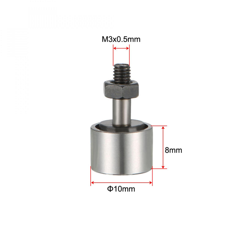 uxcell CF3 Cam Follower KR10 Needle Roller Bearing, 10mm Roller Diameter, 8mm Roller Width, M3 Standard Stud