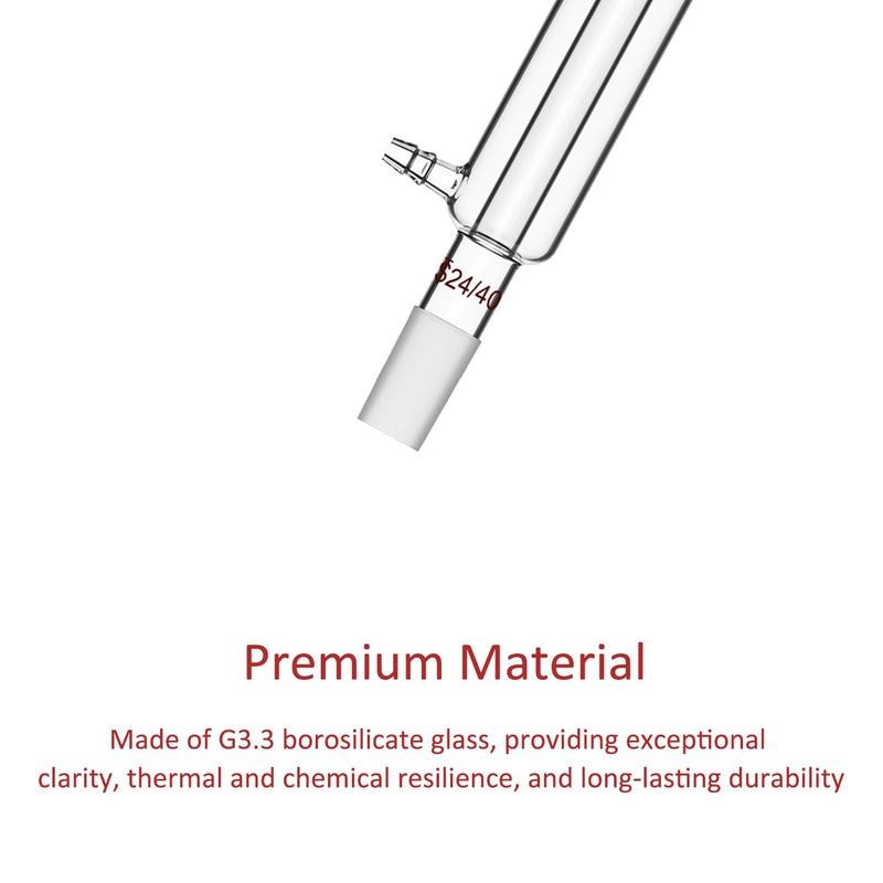 stonylab Liebig Condenser, Borosilicate Glass Liebig Condenser with 24/40 Joint, Jacket Length 11.81 Inch, Laboratory Condensation Distillation Glassware 300 mm