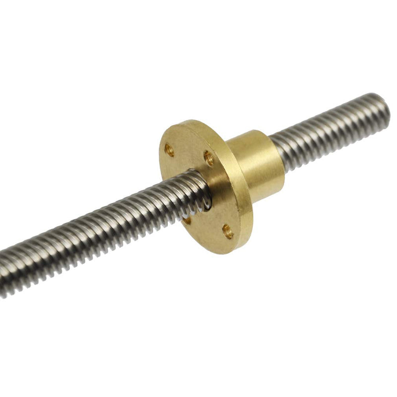 500mm T10 Tr10x8 10mm Lead Screw and Nut (2mm Pitch, 4 Starts, 8mm Lead) for 3D Printer and CNC Machine Z Axis T10x8 500mm+nut