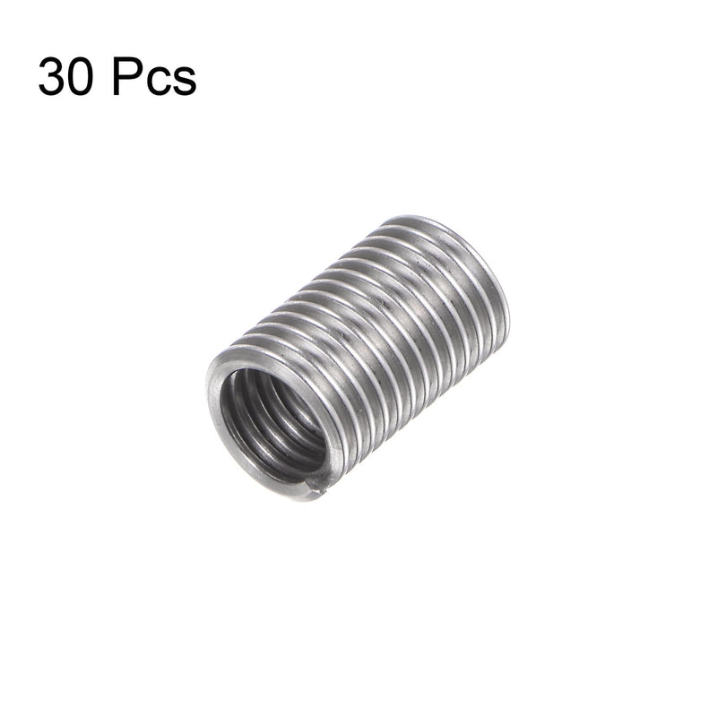 HARFINGTON 30pcs Wire Threaded Inserts 8#-32 UNC 3D 12.6mm 304 Stainless Steel Helical Coiled Wire Thread Sleeve