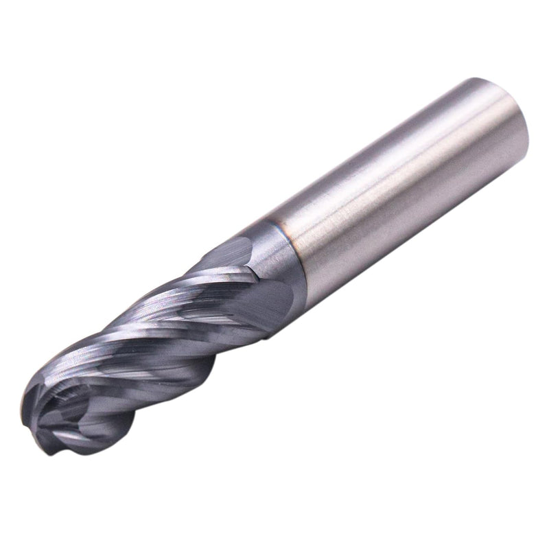 3/8" 4 Flute Variable Helix Ball Nose Solid Carbide End Mill - AlTiN Coated | Variable Geometry, 3/8" Cutting Diameter, 3/8" Shank Diameter, 1" Length of Cut, 2-1/2" Overal Length