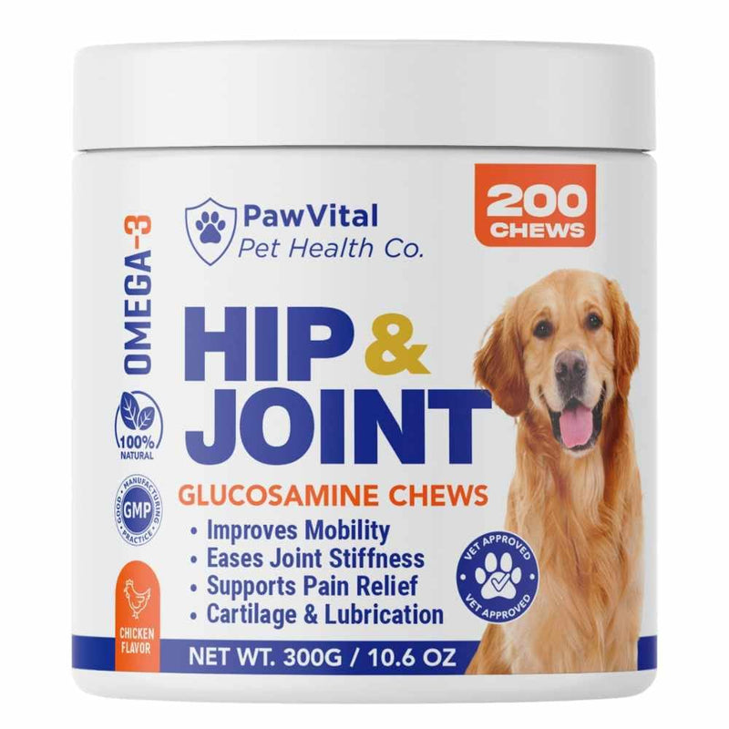 Hip and Joint Supplement for Dogs – Glucosamine Chondroitin MSM Chews for Dogs with Eggshell Membrane & Omega-3 – Joint Pain Relief & Mobility Support for Senior Dogs – 200 Chicken Flavored Soft Chews