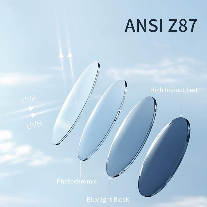 Transition Photochromic Safety Glasses For Men Women Wrap Around Safety glasses with Anti bluelight UV Protection Two Tone(grey)