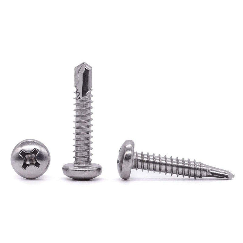 #10 x 1 Pan Head Self Drilling Screws, Phillips Drive, 410 Stainless Steel Sheet Metal Screws,Self Tapping, Dovetail Screws, Pack of 100 #10 x 1"