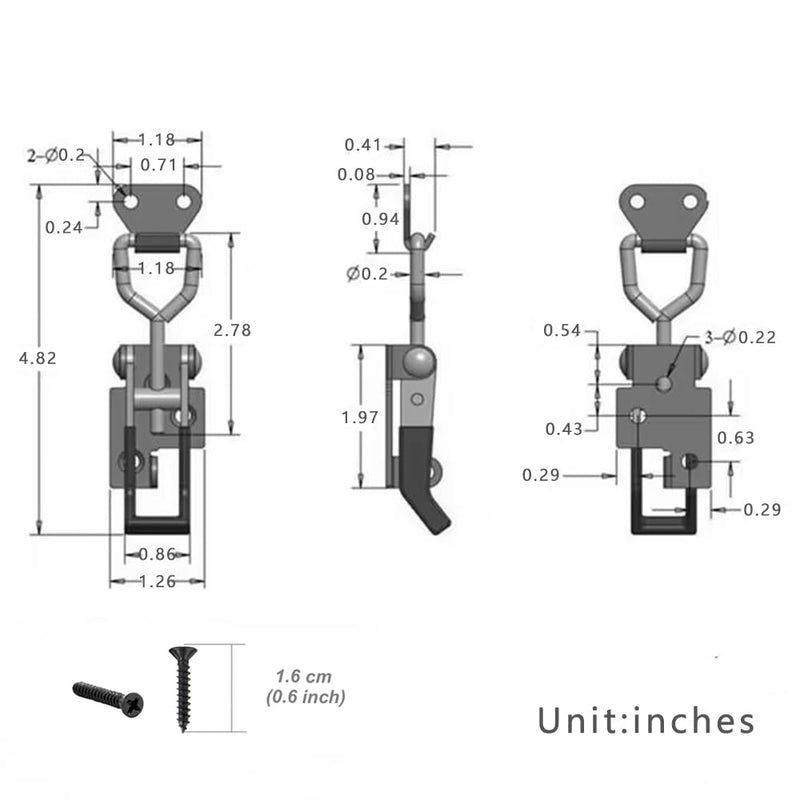 E-TING 4Pack Toggle Clamp Latch 397Lbs Holding Capacity 4002 Pull Latch Clamps Black Adjustable Quick Release Hasp Clamps for Smoker Cabinet Boxes Case Trunk Jig, Metal Toggle Latch Catch Set 4002（4pack）