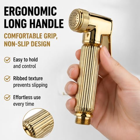 FTVOGUE Solid Brass Wall Mount Shower Toilet Bathroom Handheld Bidet Diaper Spray Sprayer Shattaf Kit