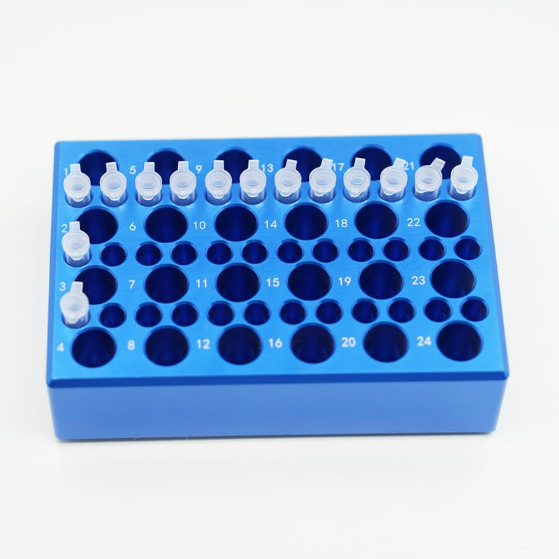 1 Pcs Aluminum Cooler Cooling Block PCR Test Tube Racks, 24-Well for 1.5ml /2ml Tubes, 36-Well for 0.2ml PCR Tubes 60 Wells