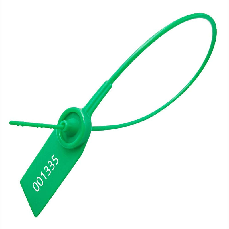 Plastic Numbered Security Seal Pull Tight Padlock Safety Tag Tamper Proof Tie Disposable Self-Locking Seals 11” Length,100pcs (Green) Green - NewNest Australia