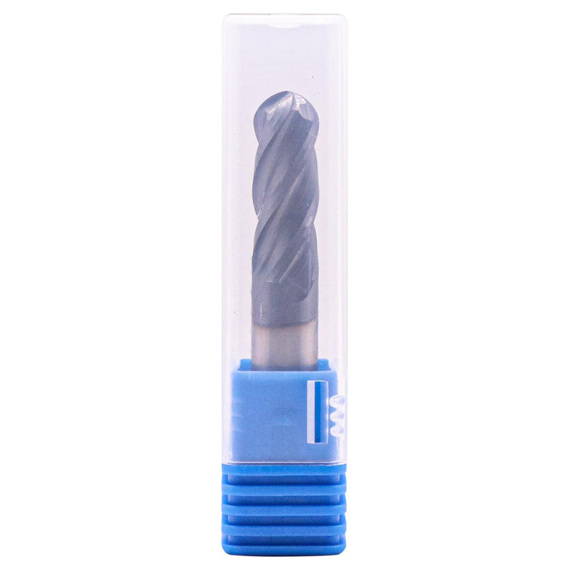 3/8" 4 Flute Variable Helix Ball Nose Solid Carbide End Mill - AlTiN Coated | Variable Geometry, 3/8" Cutting Diameter, 3/8" Shank Diameter, 1" Length of Cut, 2-1/2" Overal Length