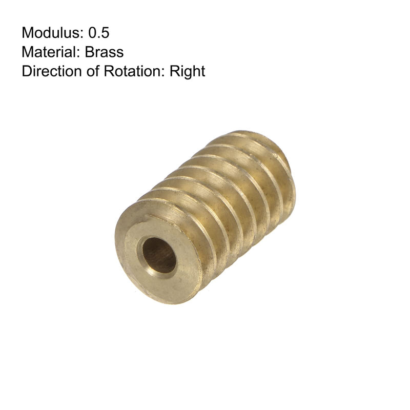 HARFINGTON 2pcs Worm Gear Shaft Brass 0.5 Modulus 2.98mm Hole Diameter Drive Gear Box Shaft