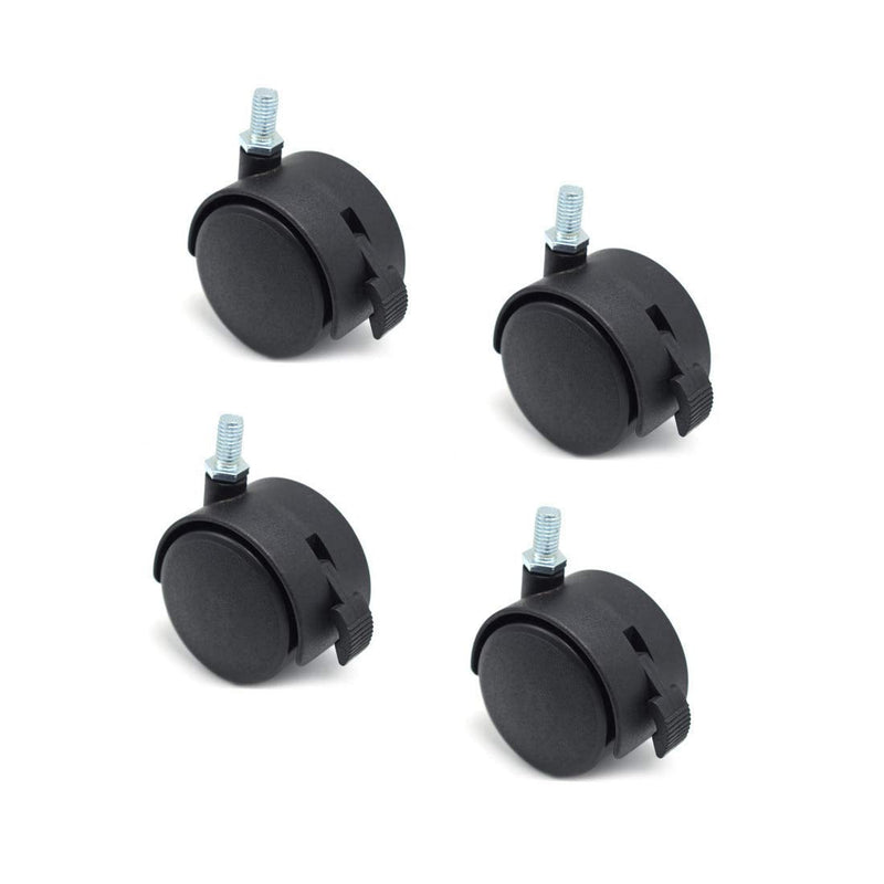 Furniture Replacement Casters,4 Pcs M8 Swivel Stem Casters with Locking Brake, 5/16 Inch Stem Diameter