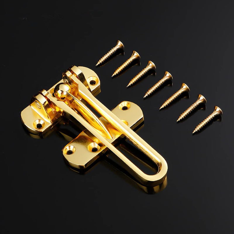 szhdxsy 4 Pcs Home Security Door Lock, Door Reinforcement Lock Swing Bar Lock， Front Door Locks for Kids, Home Reinforcement Lock for Swing-in Doors, Latch Guard Clasp,Solid Security loc, (Golden)