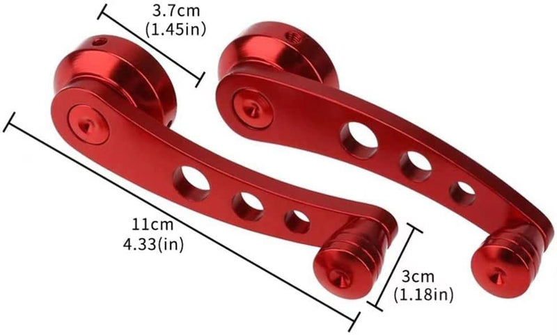 2PC Universal Window Crank Handle, Aluminum Car Window Opener Handle Kit, Replacement Winder Crank Kit for Auto Vehicle (Red) Red