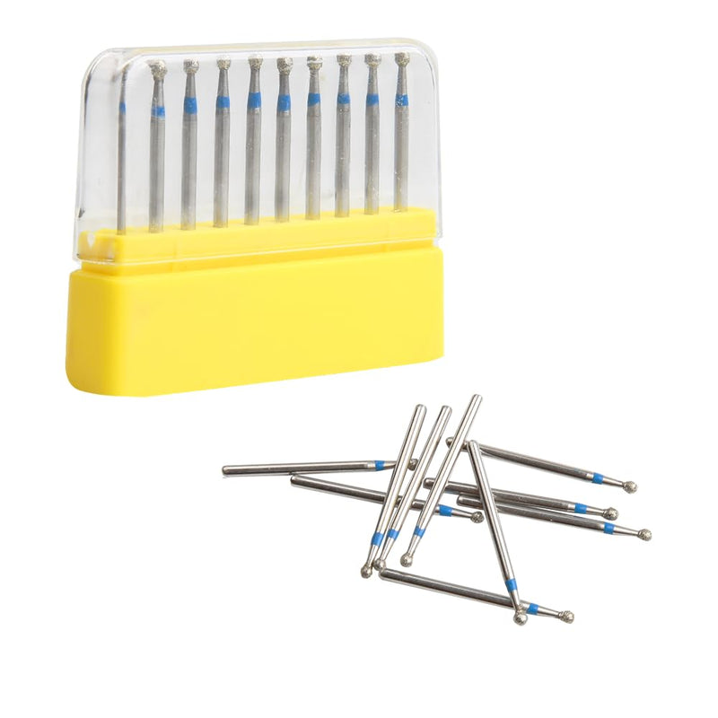Diamond Burs FG High Speed Burs Drill Ball Shape Composite Polishing Kit for Ceramic 1.6mm Dentistry Grinding Tool（10 Pcs）