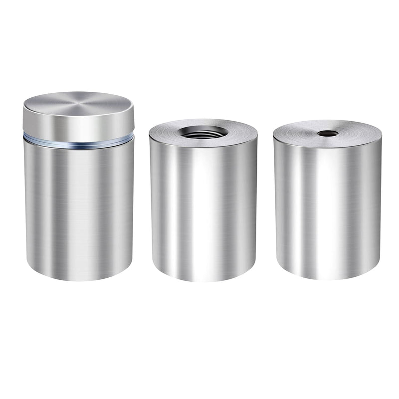 Osring 1” Dia x 1 3/5” L Standoffs Screws for Acrylic, Silver Sign Standoff Wall Mounts Hardware 16 Pack, Stainless Steel Stand Off Holder for Glass Board and Signage 1" x 1-3/5"