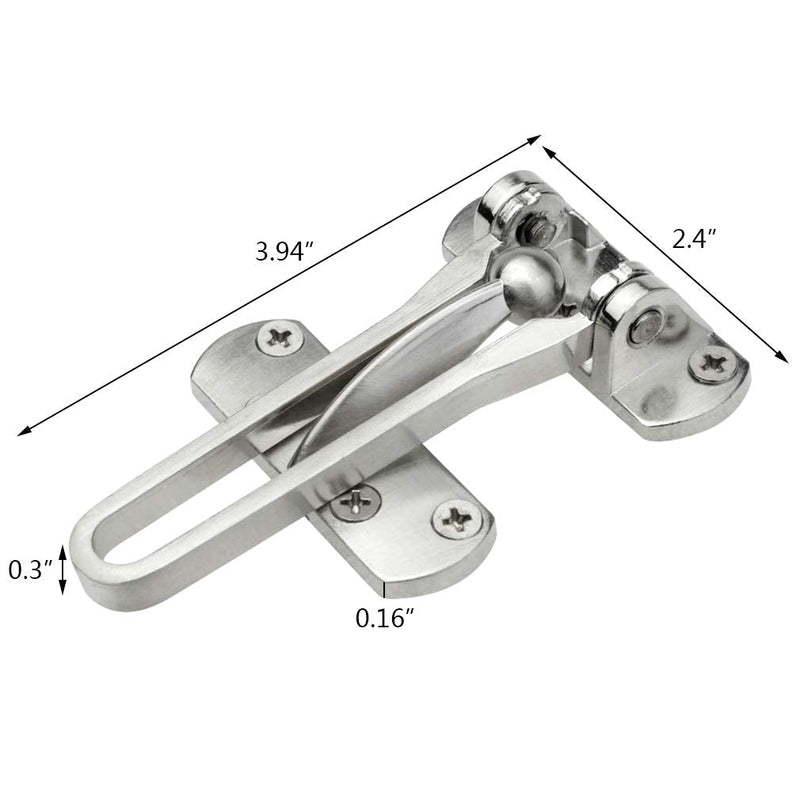 Home Security Door Lock, 2 Pack Latch Guard Clasp Front Door Locks for Kids, Home Reinforcement Lock for Swing-in Doors, Hotel Door Latches, Thicken Solid Aluminium Alloy, Satin Nickel