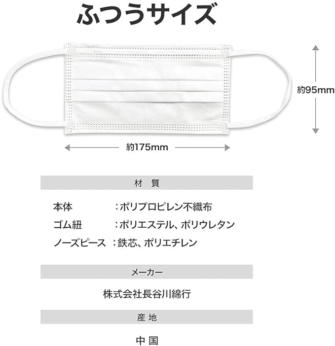 Ear-friendly surgical mask, non-woven fabric, 17.5cm, JIS standard, ear straps 6mm, normal to slightly large, normal size (50 pieces) - NewNest Australia