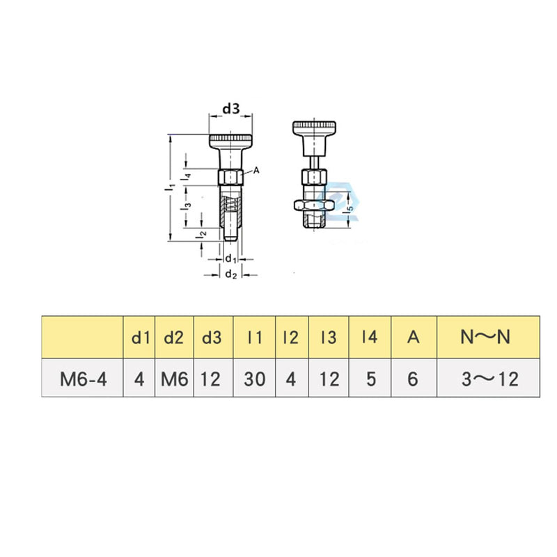 Heyous Stainless Steel Spring Return Knob Plunger M6 with Non Removable Knob Return Indexing Pin Coarse Thread Spring Indexing Plunger Silver
