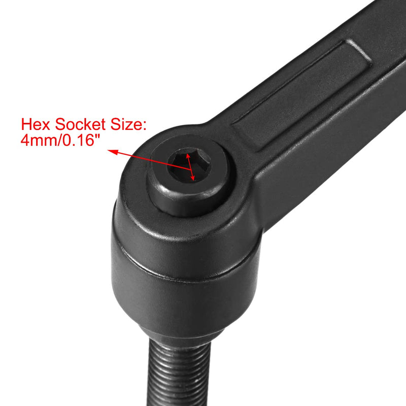 uxcell 5pcs Adjustable Clamping Lever Handle M8 x 40mm Metric Black Oxide Carbon Steel Male Threaded Stud Hand Knobs Ratchet Rotating Screw Handles Bolts with Locking Lever Black