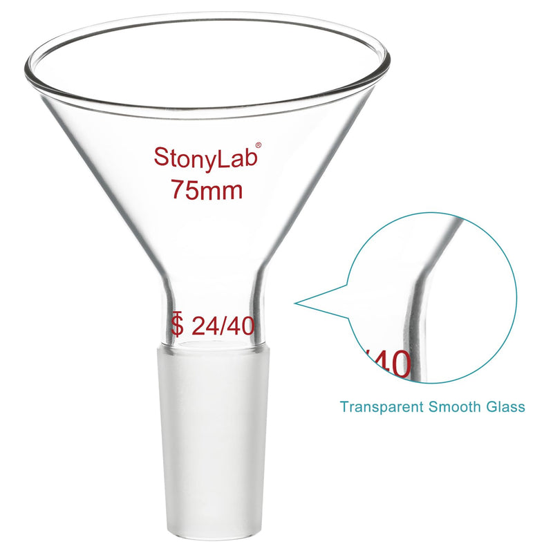 stonylab Glass Oblique Funnel 60 Offset Borosilicate Glass Powder Funnel with 24/40 Standard Joint for Laboratory Materials Supplementing, 75 mm 75 milliliters 1 XK-Funnel-60Du-24/40-75mm