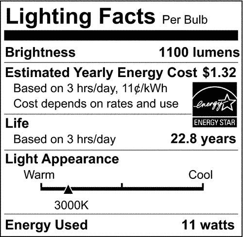 Satco S29811 11 Watt A19 LED Dimmable Frosted Light Bulbs - 3000K Soft White - E26 Medium Base - 1100 Lumens - 220 Degree Beam Angle - 120 Volts - Damp Location (6 Pack)