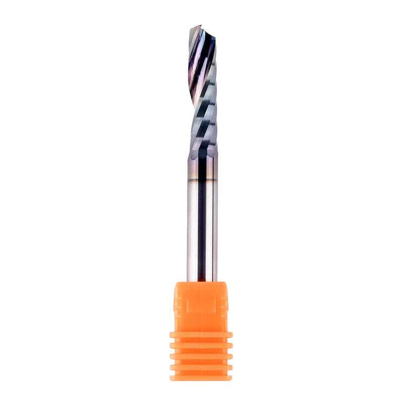 SpeTool O Flute CNC Router Bit 1/4 Inch Shank 1 Inch Cutting Length with Extra Long Life Coating Single Flute End Mill for Acrylic Aluminum Wood Cut 1/4" Dia-1" CL-1/4" Shank