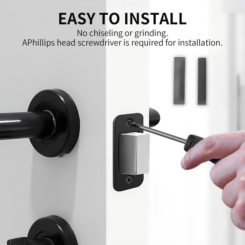 2 Pack Deadbolt Strike Plate Door Backplate, 1" x 2 1/4" Round Corner Deadbolt Strike Plate, Door Strike Plate (Matte Black)