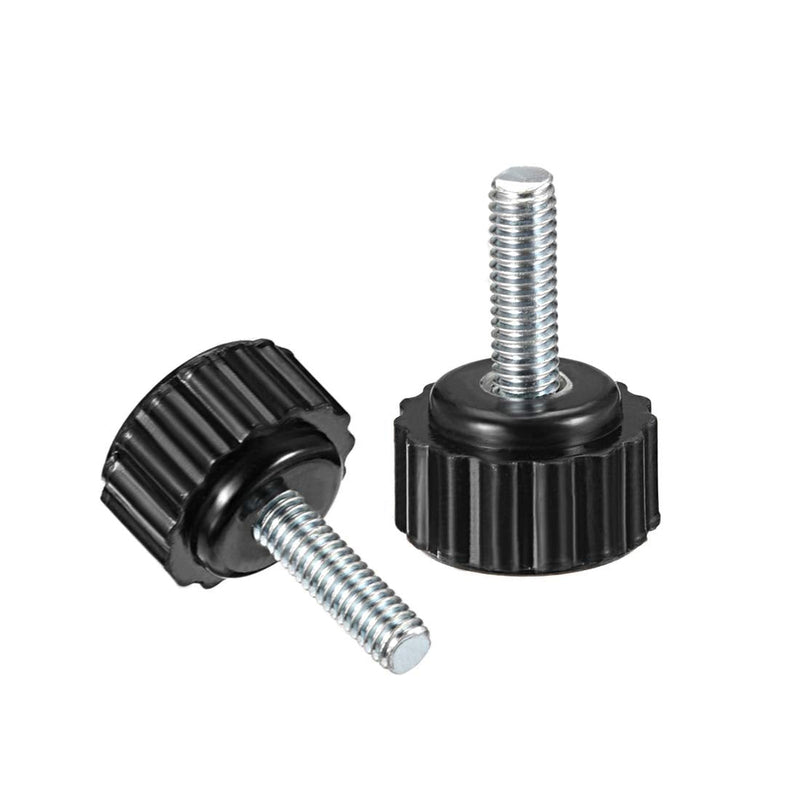 uxcell M4 x 15mm Metric Male Thread Knurled Clamping Knobs Grip Thumb Screw on Type Plastic Threaded Hand Bolt Knobs Black 4 Pcs M4 x 15