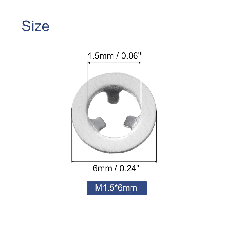 uxcell 120pcs Internal Tooth Washers M2 Push on Retaining Clips Quick Speed ing Washers, 304 Stainless Steel Push Nuts Silver Tone 120